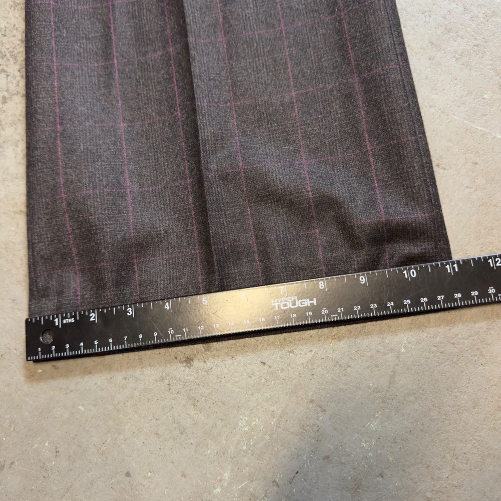 Banana Republic Martin Wool Trousers Brown Purple Windowpane Wide Leg Pants 10 - Picture 10 of 11